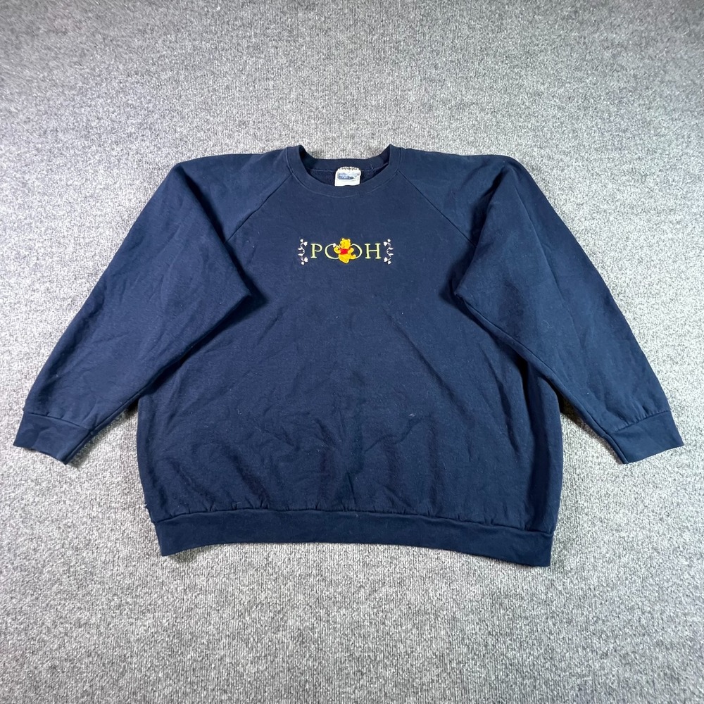 Vintage Fruit of the Loom Sweatshirt Womens 3XL Blue Disney Winnie Pooh 90s